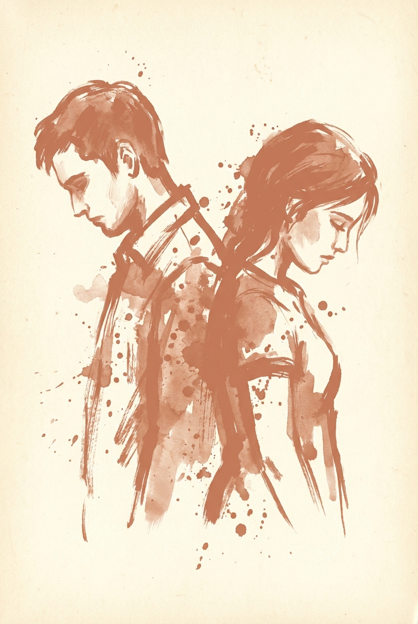Illustration divorce - Couple dos à dos